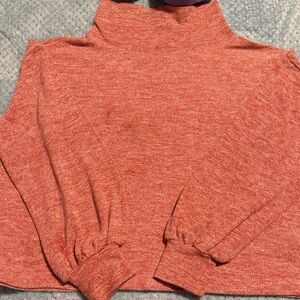 ANDTHEWHY twist collar salmon-colored knit sweatshirt in a size Medium